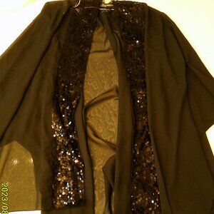Women's Black Sequens Cover Up Sexy Robe XL